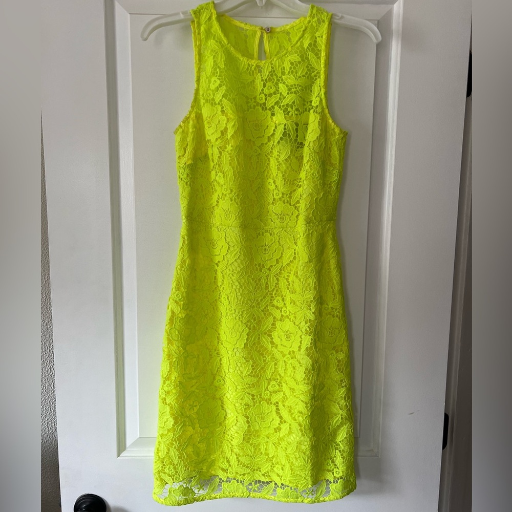 J Crew Collection neon yellow lace dress - size 0